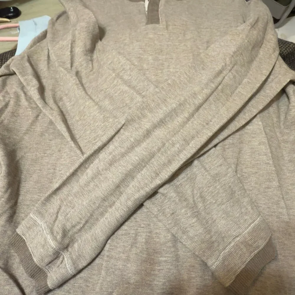 Banana Republlic Men’s size XL khaki tan 1/2 zip pullover # 3625 - Picture 3 of 7